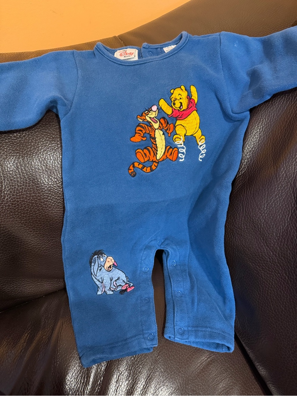 Vintage Disney Winnie the Pooh Blue Kids One-Piece Romper